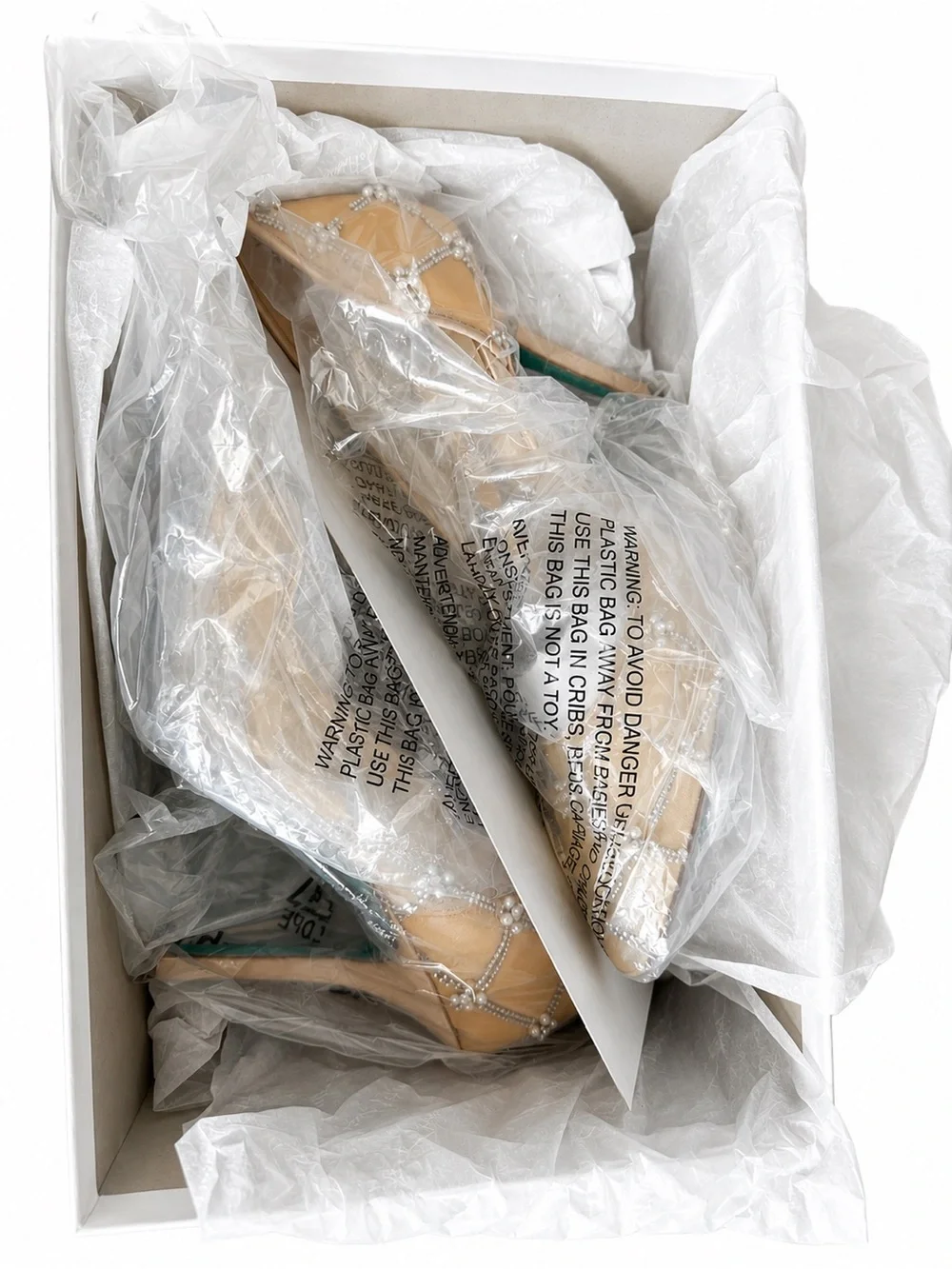 Betsey Johnson Cruze Rhinestone Pearl Mesh Pumps Nude Heels Size 6.5 W/Box